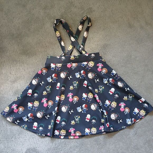 Hot Topic My Hero Academia x Hello Kitty Skater Suspender Skirt Size Small - Picture 2 of 8